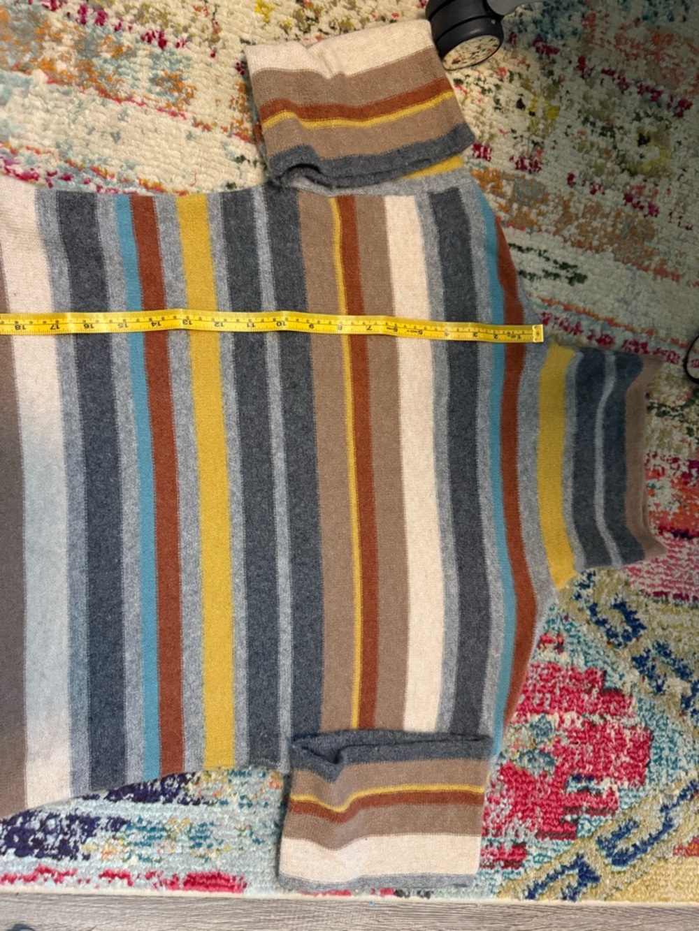 Cullen 100% Cashmere Multicolor Striped Turtleneck Sweater‎ Luxury Knit Small S - Picture 7 of 7